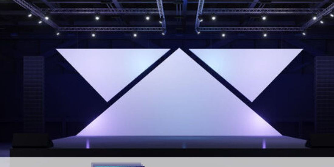 Geometric LED stage screens at a Los Angeles event