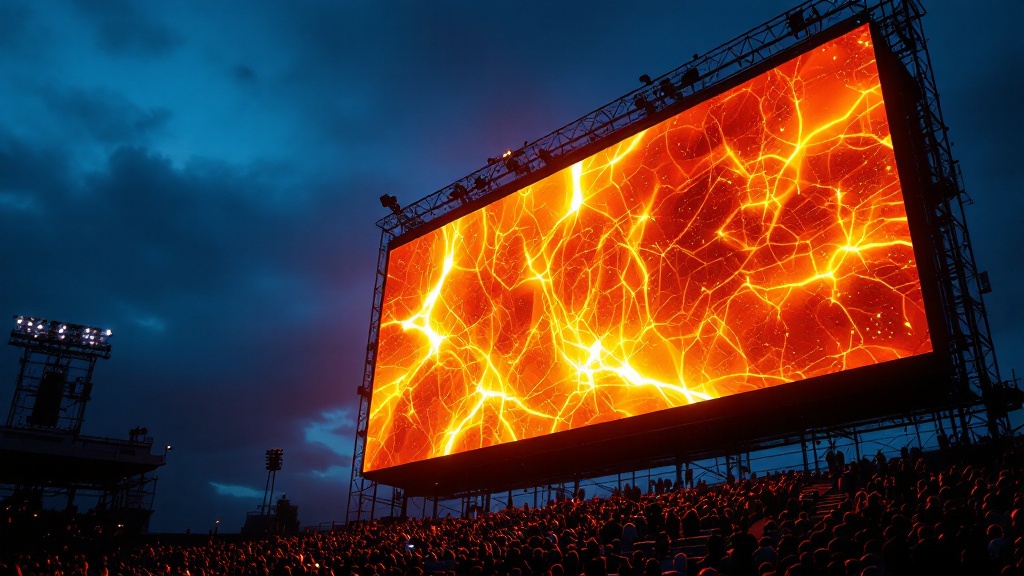 Massive outdoor LED video wall at Los Angeles stadium in daylight, ultra-bright 5500-nit screen