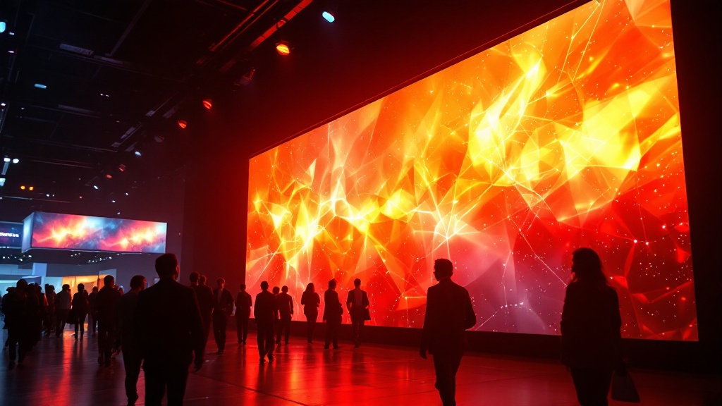 LED video wall at a Torrance event - amber-gold light on a large screen