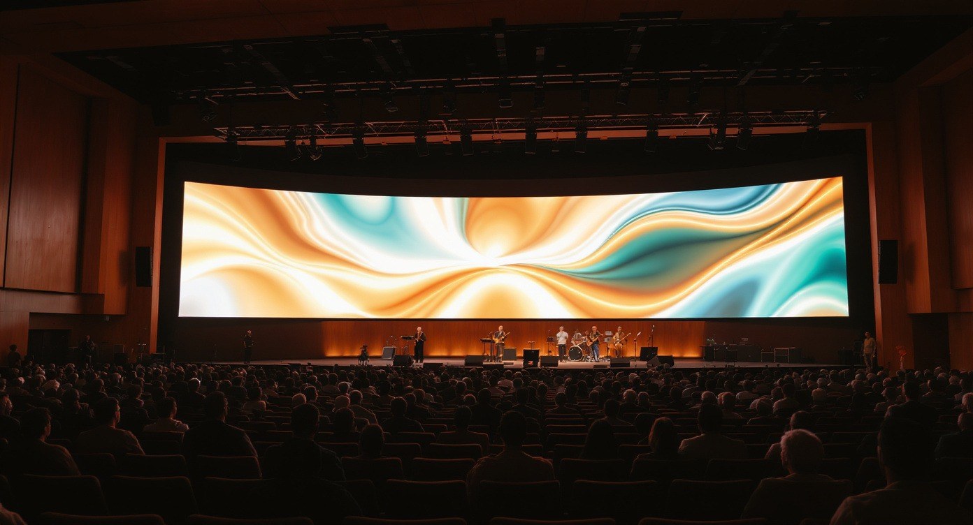 Congregation in front of an LED display in Los Angeles